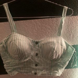 Blue and white stripped crop top